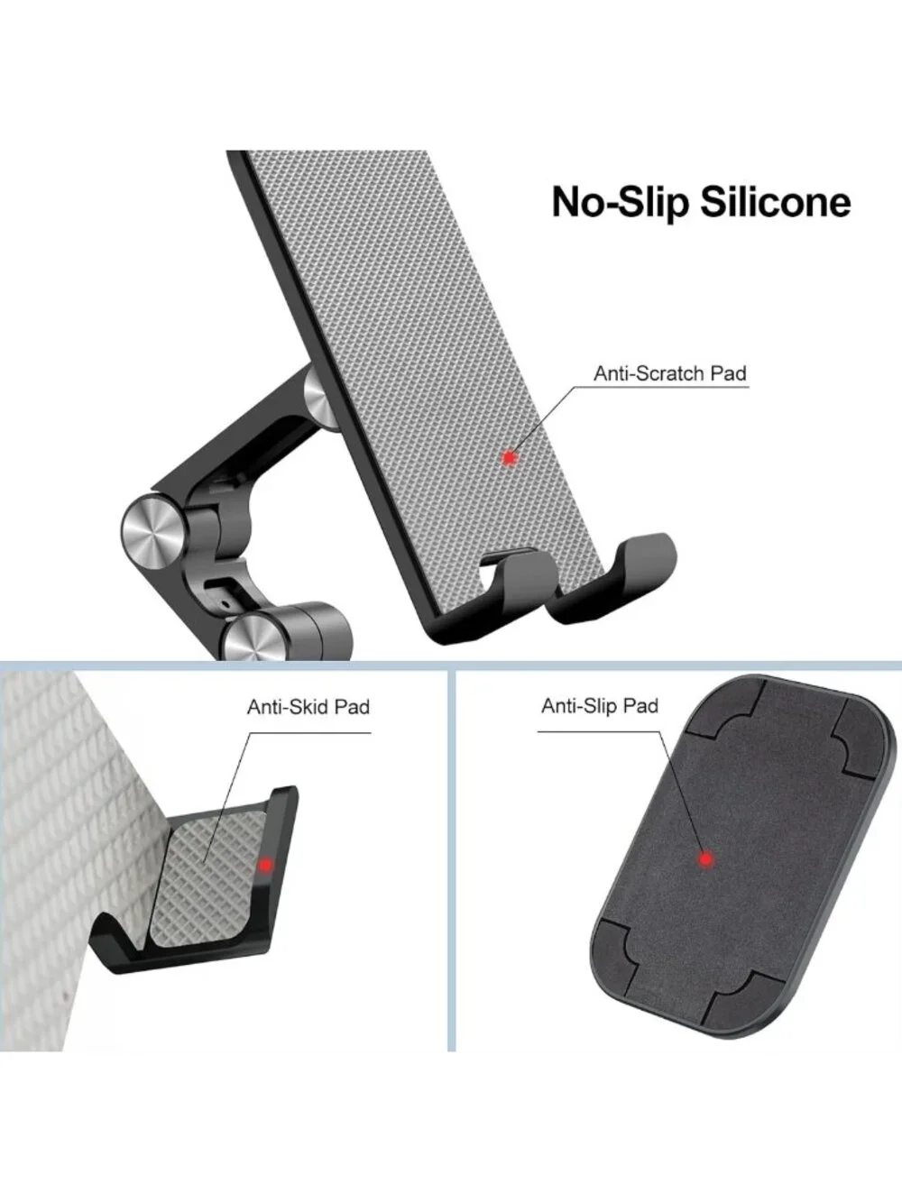 Foldable Adjustable Phone Stand Holder for Desk - Cell Phone Accessory, Black
